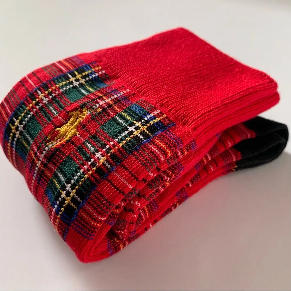 New Ralph Lauren Red plaid long socks